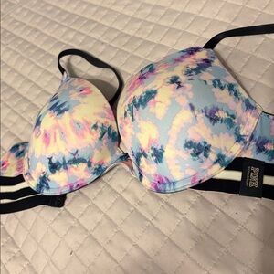 Victoria's Secret Pastel Floral Push-Up Bra with Striped Underband
